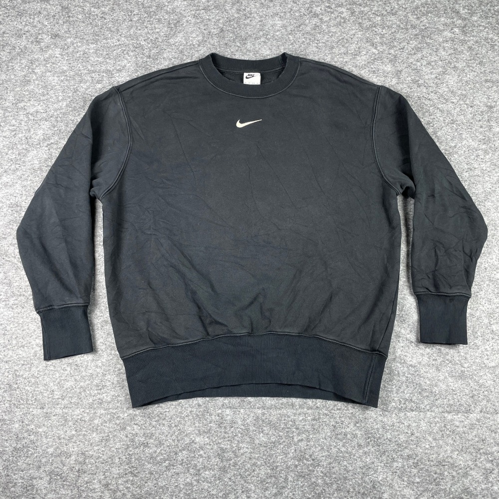Nike Sweatshirt Women XS Black Sportswear Phoenix Fleece Oversized Center Swoosh